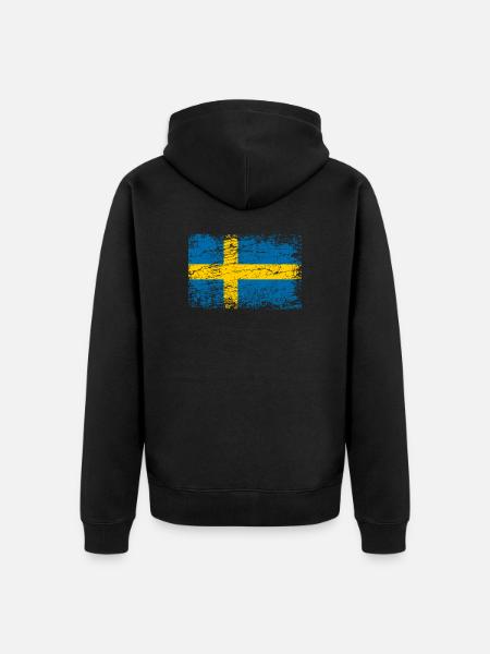 Drapeau de la Suède drapeau usé-look Stockholm Suède - Veste à capuche bio Premium Unisexe - noir