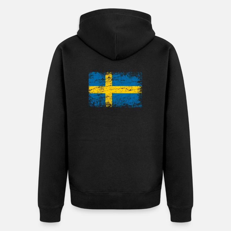 Drapeau de la Suède drapeau usé-look Stockholm Suède - Veste à capuche bio Premium Unisexe - noir