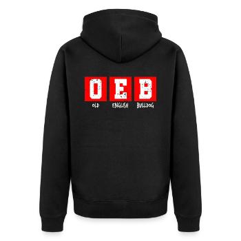 Old English Bulldog OEB Bulldogge Stolz Seelenhund - Unisex Premium Bio Zip Hoodie - Schwarz - Hinten - Nico (187cm)
