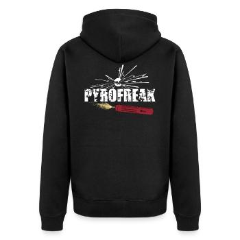 Pyro Freak - Unisex Premium Bio Zip Hoodie - Schwarz - Hinten - Nico (187cm)