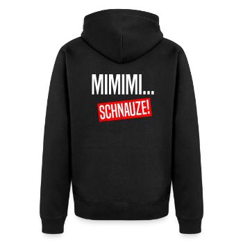 Mimimi Schnauze Halts Maul Lustige Sprüche - Unisex Premium Bio Zip Hoodie - Schwarz - Hinten - Nico (187cm)
