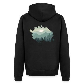 natur - Unisex Premium Bio Zip Hoodie - Schwarz - Hinten - Nico (187cm)