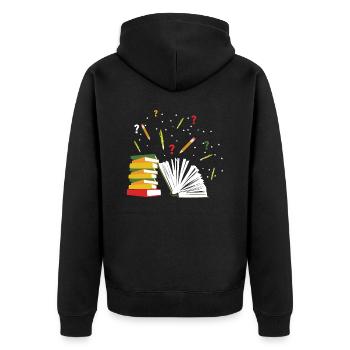Books library - Unisex Premium Organic Zip Hoodie - black - Back - Nico (187cm)