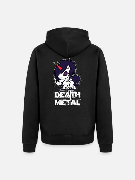 Death Metal Einhorn - Unisex Premium Bio Zip Hoodie - Schwarz