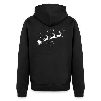 Weihnachtsmann Rentiere - Unisex Premium Bio Zip Hoodie - Schwarz - Hinten - Nico (187cm)
