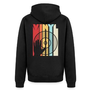 Vinyl Schallplatte - Unisex Premium Bio Zip Hoodie - Schwarz - Hinten - Nico (187cm)