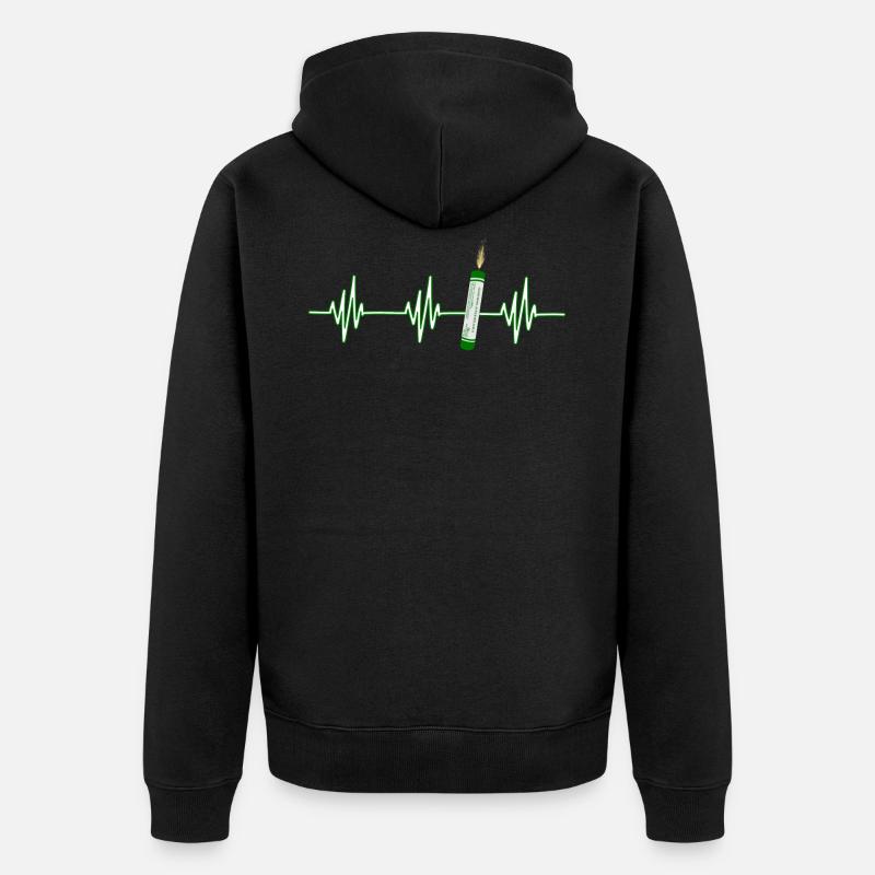 Heartbeat Pyro Cracker - Unisex Premium Bio Zip Hoodie - Schwarz