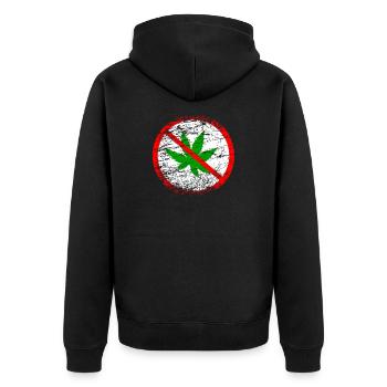 Anti Drogen - gegen Rauschgift Marihuana Cannabis - Unisex Premium Bio Zip Hoodie - Schwarz - Hinten - Nico (187cm)