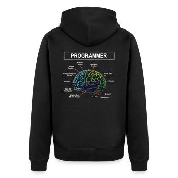 Programmierer - Unisex Premium Bio Zip Hoodie - Schwarz - Hinten - Nico (187cm)