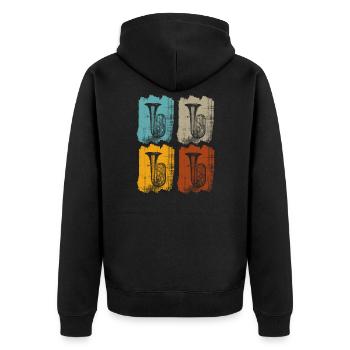 Tuba tubist retro - Unisex Premium Bio Zip Hoodie - Schwarz - Hinten - Nico (187cm)