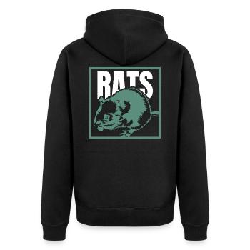 Ratte - Unisex Premium Bio Zip Hoodie - Schwarz - Hinten - Nico (187cm)
