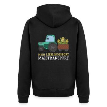 Lieblingssport Maistransport - Unisex Premium Bio Zip Hoodie - Schwarz - Hinten - Nico (187cm)