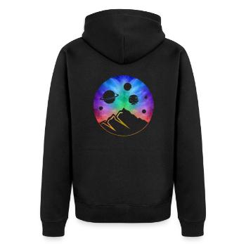 Planète colorée extra-atmosphérique Voie lactée - Veste à capuche bio Premium Unisexe - noir - Dos - Nico (187cm)