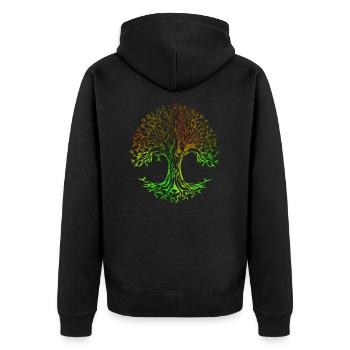 Tree is Life - Unisex Premium Bio Zip Hoodie - Schwarz - Hinten - Nico (187cm)