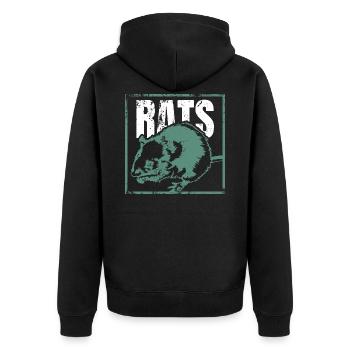 Ratte - Unisex Premium Bio Zip Hoodie - Schwarz - Hinten - Nico (187cm)