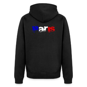 Paris - Unisex Premium Organic Zip Hoodie - black - Back - Nico (187cm)