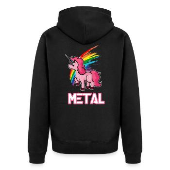Metal Einhorn - Unisex Premium Bio Zip Hoodie - Schwarz - Hinten - Nico (187cm)