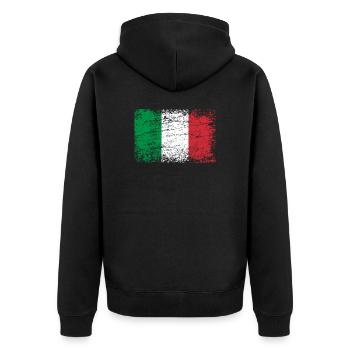 Italien italienisch Flagge Fahne used-look Italia - Unisex Premium Bio Zip Hoodie - Schwarz - Hinten - Nico (187cm)