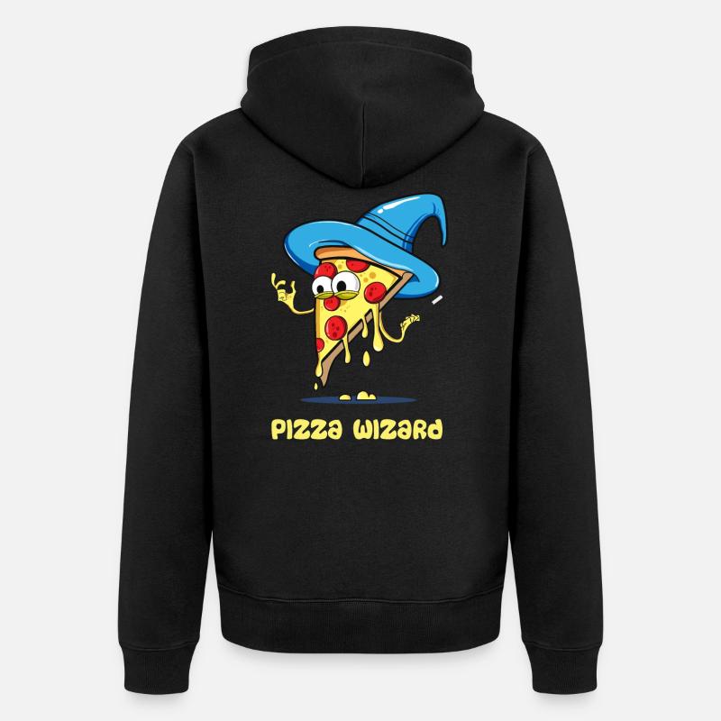 Pizza Zauberer - Unisex Premium Bio Zip Hoodie - Schwarz