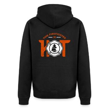 Feuerwehrmann Feuerwehrmann - Unisex Premium Bio Zip Hoodie - Schwarz - Hinten - Nico (187cm)