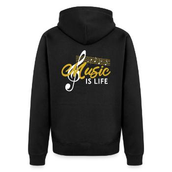 Musik Musical - Unisex Premium Bio Zip Hoodie - Schwarz - Hinten - Nico (187cm)