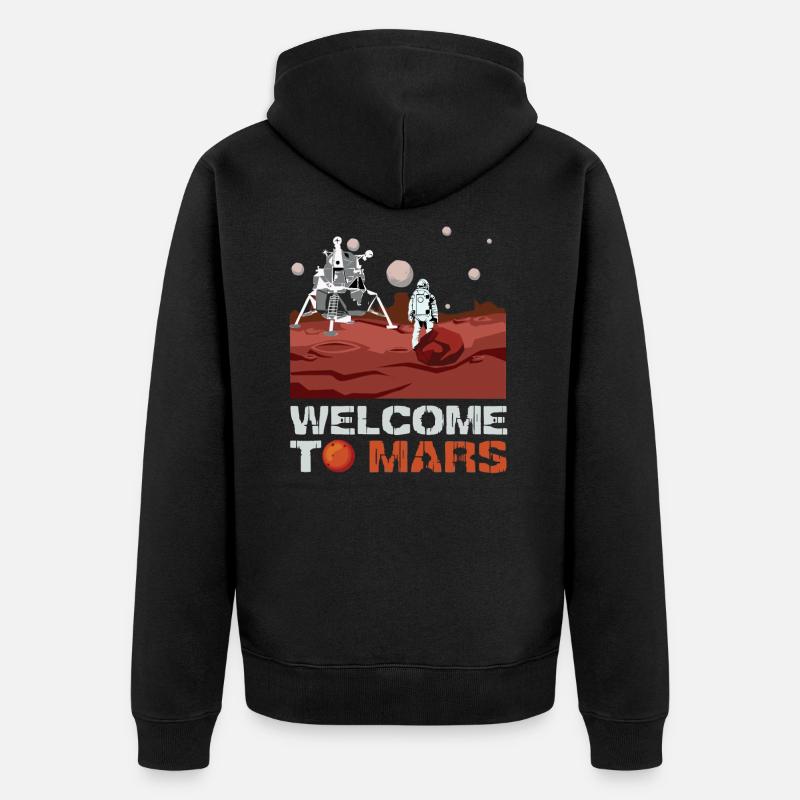 Mars Willkommen - Unisex Premium Bio Zip Hoodie - Schwarz