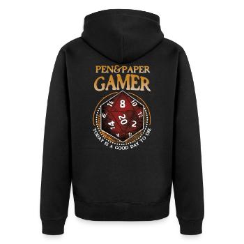 Pen And Paper Gamer - Unisex Premium Organic Zip Hoodie - black - Back - Nico (187cm)