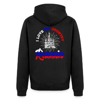 Russia Russland - Unisex Premium Bio Zip Hoodie - Schwarz - Hinten - Nico (187cm)