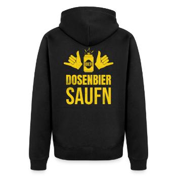 Jetzt Dosenbier Saufen - Unisex Premium Bio Zip Hoodie - Schwarz - Hinten - Nico (187cm)