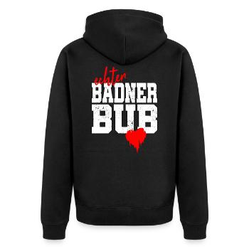 Badner Bub Badisch Dialekt Baden Stolz Geschenk - Unisex Premium Bio Zip Hoodie - Schwarz - Hinten - Nico (187cm)