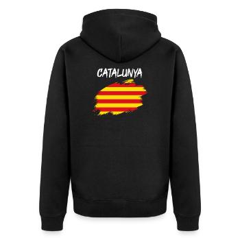 Katalonien Flagge Fahne katalanisch Barcelona - Unisex Premium Bio Zip Hoodie - Schwarz - Hinten - Nico (187cm)