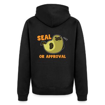 Seal Of Approval - Unisex Premium Organic Zip Hoodie - black - Back - Nico (187cm)
