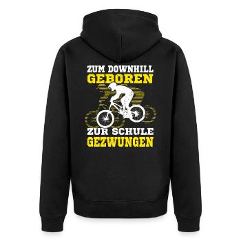 Downhill Shirt Fahrrad Spruch Mountainbike - Unisex Premium Bio Zip Hoodie - Schwarz - Hinten - Nico (187cm)