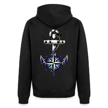 Anker Nautik Maritim Marin Compas Ahoi - Veste à capuche bio Premium Unisexe - noir - Dos - Nico (187cm)