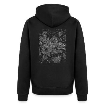 Minimaler Glasgow Stadtplan und Straßen - Unisex Premium Bio Zip Hoodie - Schwarz - Hinten - Nico (187cm)