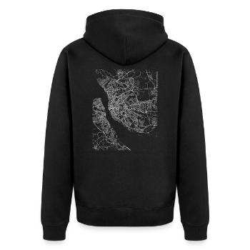 Plan et rues de Liverpool minimal - Veste à capuche bio Premium Unisexe - noir - Dos - Nico (187cm)