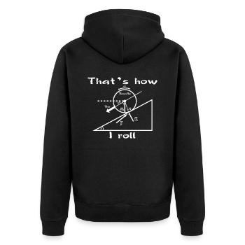 Physik Mathe Lustig - Unisex Premium Bio Zip Hoodie - Schwarz - Hinten - Nico (187cm)
