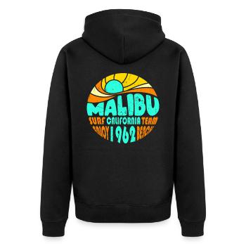 Malibu California Hippie - Unisex Premium Bio Zip Hoodie - Schwarz - Hinten - Nico (187cm)