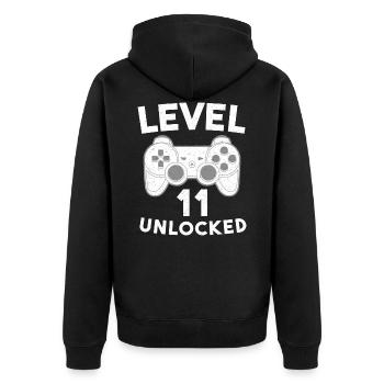 Niveau 11 Unlocked 11 Anniversaires Chemise - Veste à capuche bio Premium Unisexe - noir - Dos - Nico (187cm)