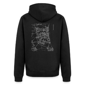 Minimaler Sunderland Stadtplan und Straßen - Unisex Premium Bio Zip Hoodie - Schwarz - Hinten - Nico (187cm)