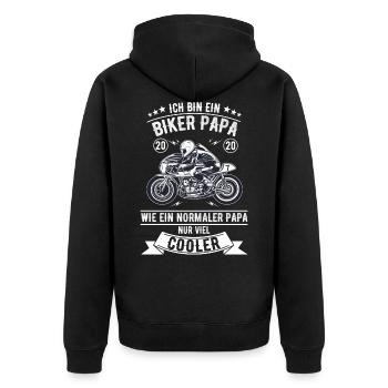 Biker Papa Motorrad - Unisex Premium Bio Zip Hoodie - Schwarz - Hinten - Nico (187cm)