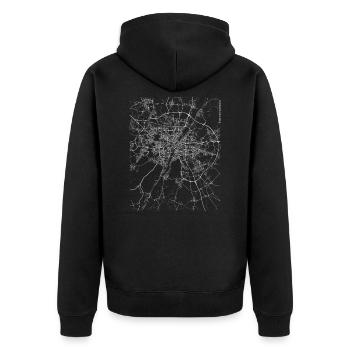 Minimal Munich city map and streets - Unisex Premium Organic Zip Hoodie - black - Back - Nico (187cm)