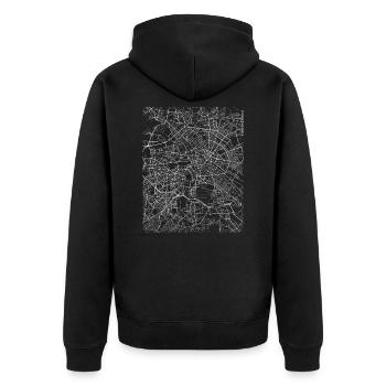 Minimal Berlin center city map and streets - Unisex Premium Organic Zip Hoodie - black - Back - Nico (187cm)