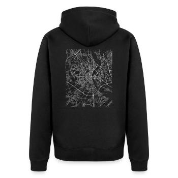 Minimal Cologne city map and streets - Unisex Premium Organic Zip Hoodie - black - Back - Nico (187cm)