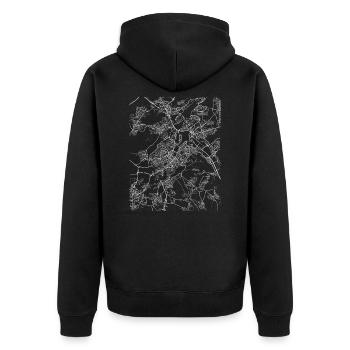 Minimal Stuttgart city map and streets - Unisex Premium Organic Zip Hoodie - black - Back - Nico (187cm)