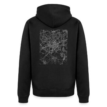 Minimal Essen city map and streets - Unisex Premium Organic Zip Hoodie - black - Back - Nico (187cm)