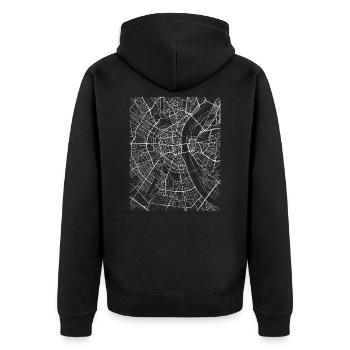 Minimal Köln center city map and streets - Unisex Premium Organic Zip Hoodie - black - Back - Nico (187cm)