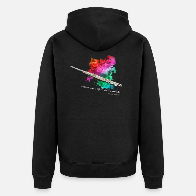 Querflöte - Unisex Premium Bio Zip Hoodie - Schwarz