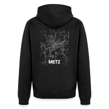 Carte de la ville et rues de Metz - Veste à capuche bio Premium Unisexe - noir - Dos - Nico (187cm)