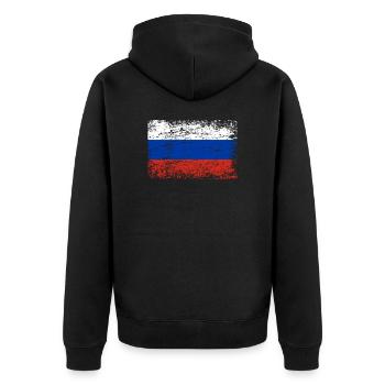 Russie drapeau russe drapeau usé - Veste à capuche bio Premium Unisexe - noir - Dos - Nico (187cm)